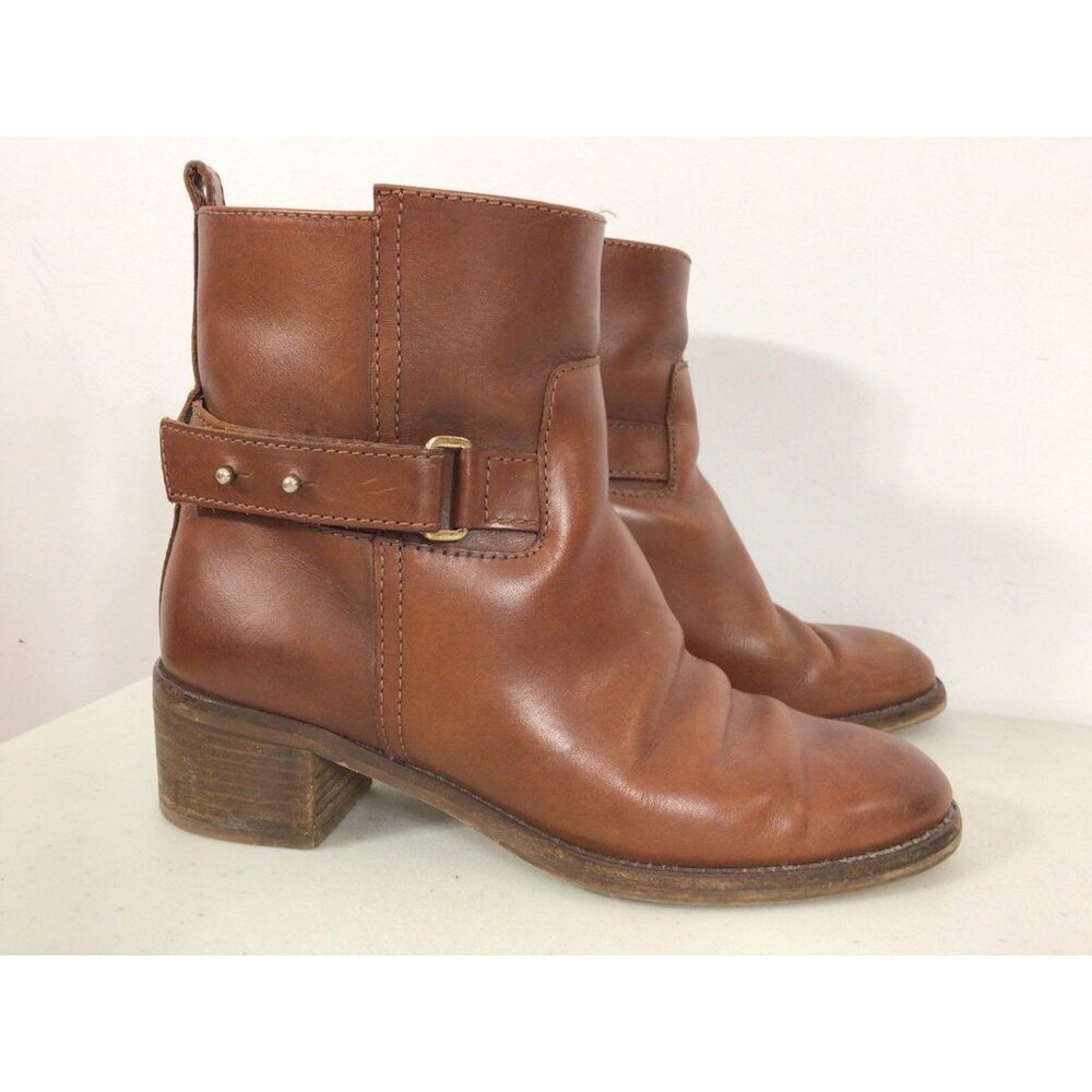 J Crew Leather Ankle Boots Western Boho Womens 7 - Picture 2 of 10